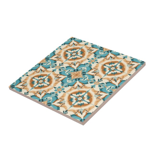 Azulejo Turquoise Mocha Delight Ceramic Tile (Side)