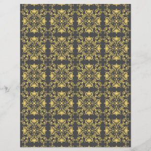 Azulejo Yellow Grey Pattern A01b Scrapbook Paper