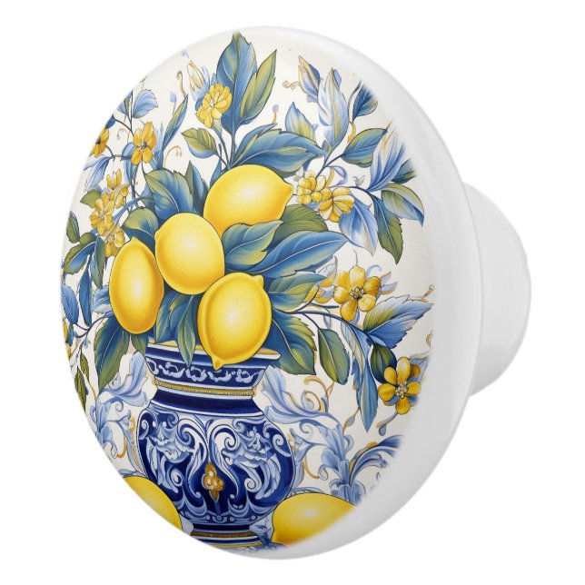 💙💛 Azulejos Amalfi Bloom Ceramic Knob (Right)