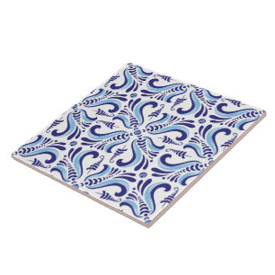 Azulejos Blue Floral Pattern Ceramic Tile