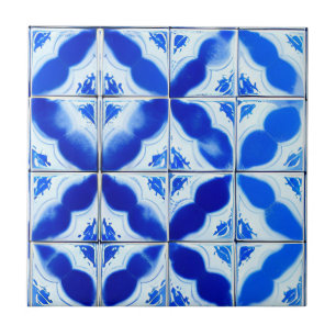 Azulejos blue geometric art tiles