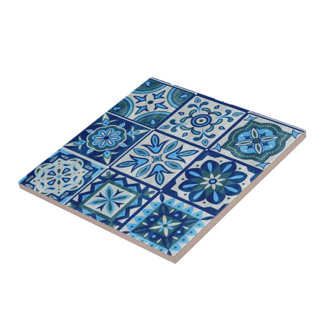 Azulejos Blue Portugal Pattern Ceramic Tile (Side)