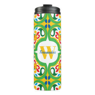 💛🧡💚 Azulejos, decorative pattern, personalised Thermal Tumbler