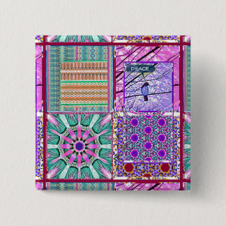 Azulejos Geometric Tiles with Bird of Peace 15 Cm Square Badge