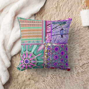 Azulejos Geometric Tiles with Bird of Peace Cushion