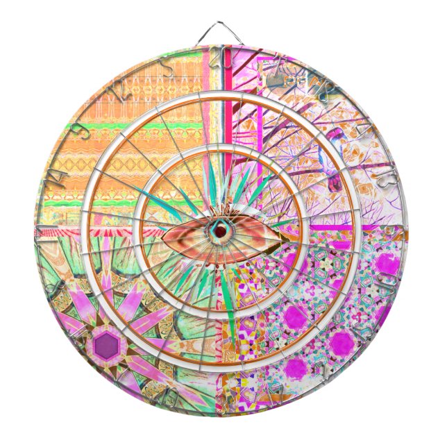 Azulejos Geometric Tiles with Bird of Peace Dartboard (Front)