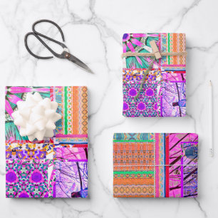 Azulejos Geometric Tiles with Bird of Peace Wrapping Paper Sheet