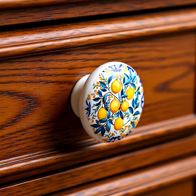 💙💛 Azulejos  Lemon Bouquet Ceramic Knob (💙💛 Azulejos Lemon Bouquet Ceramic Knob)