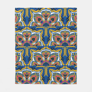 Azulejos portugal seamless pattern fleece blanket