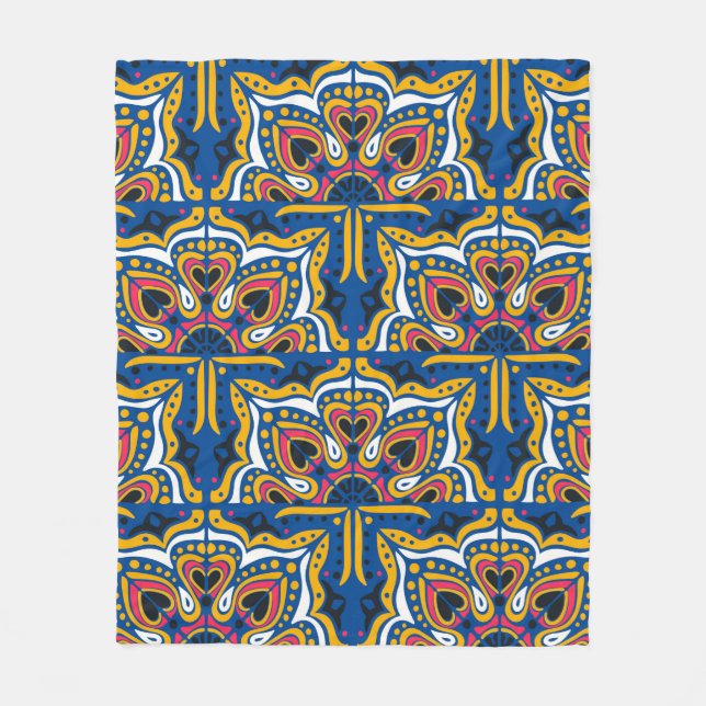 Azulejos portugal seamless pattern fleece blanket (Front)