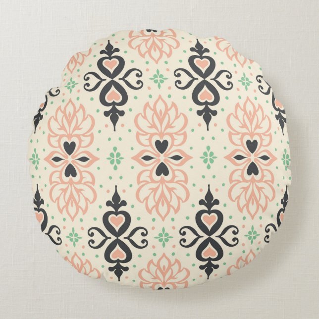 Azulejos portugal seamless pattern round cushion (Front)