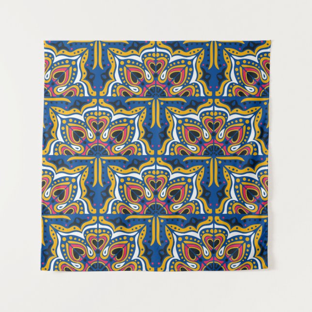 Azulejos portugal seamless pattern tapestry (Front)