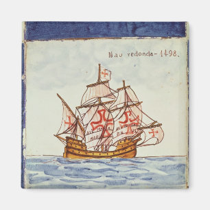 Azulejos tile depicting a ship, from Sagres Magnet