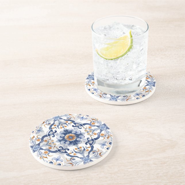 Azulejos Tile Pattern Tile Coaster (Side)