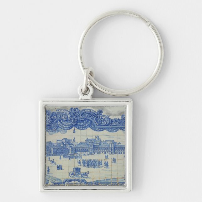 Azulejos tiles depicting the Praca do Comercio Key Ring (Front)