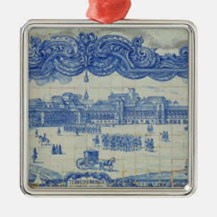 Azulejos tiles depicting the Praca do Comercio Metal Tree Decoration