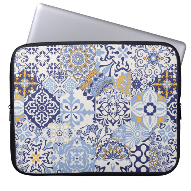 Azulejos tiles patchwork. Seamless colourful patch Laptop Sleeve (Front)