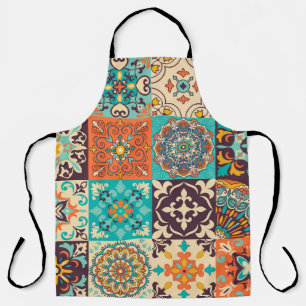 Azulejos Tiles Portuguese Boho Patchwork Apron