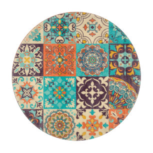 Azulejos Tiles Portuguese Boho Patchwork Cutting Board