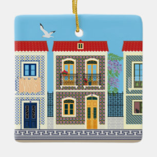 Azulejos typical house in Portugal   Ceramic Ornament
