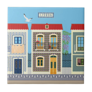 Azulejos typical house in Portugal  Ceramic Tile