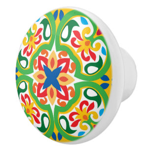 💛🧡💚 Azulejos, very decorative pattern, Ceramic Knob