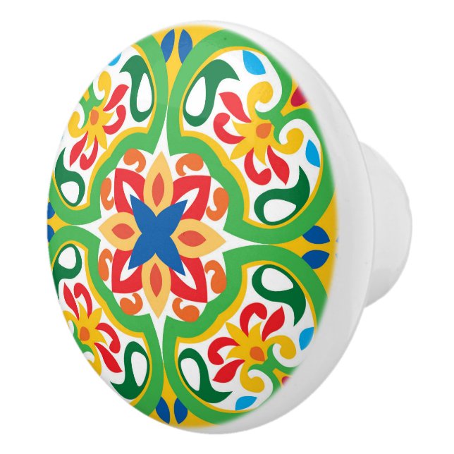 💛🧡💚 Azulejos, very decorative pattern,  Ceramic Knob (Right)