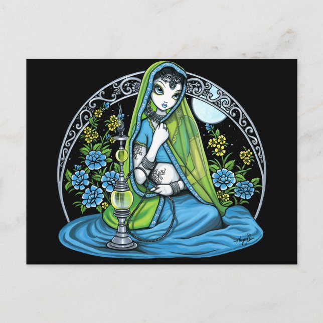 "Azura" Hindi Flower Hookah Princess Fae Postcard (Front)