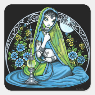 "Azura" Hindi Flower Hookah Princess Fae Stickers