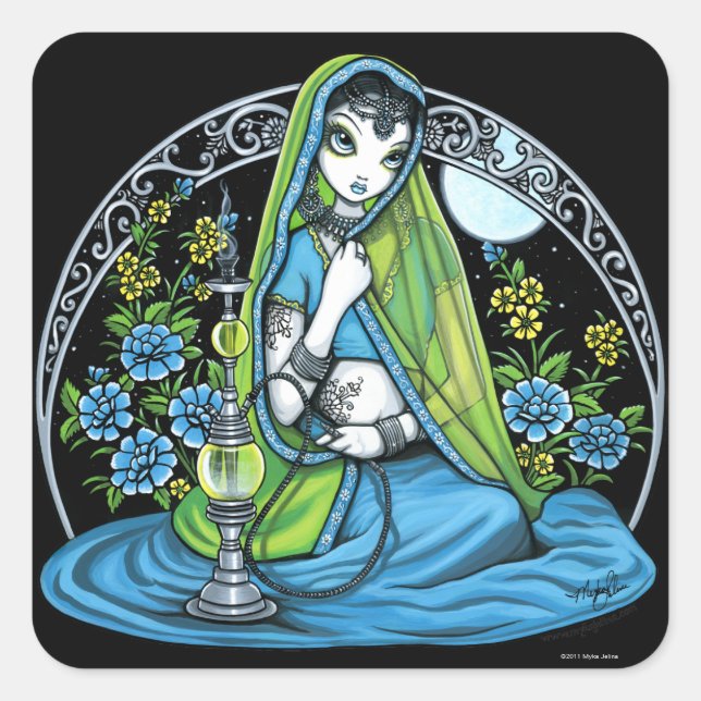 "Azura" Hindi Flower Hookah Princess Fae Stickers (Front)