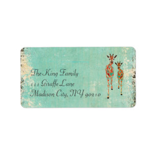Azure & Amber Giraffe Vintage  Address Label