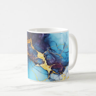 Azure & Amethyst Marble with Golden Veins Coffee Mug