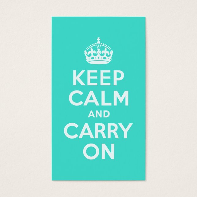 Azure and Turquoise Keep Calm and Carry On (Front)