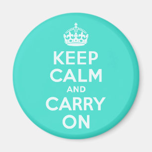 Azure and Turquoise Keep Calm and Carry On Magnet