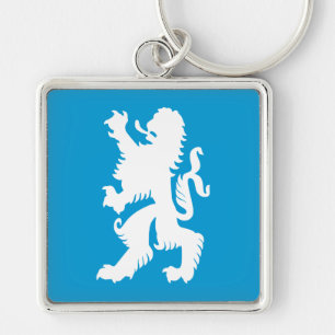 Azure and White Bavarian Lion Key Ring