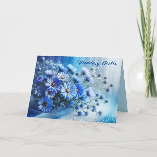 Azure Aster Flowers Collection - Wedding Card (Front)