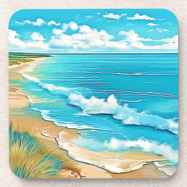Azure Beach Calm Design Coaster (Front)