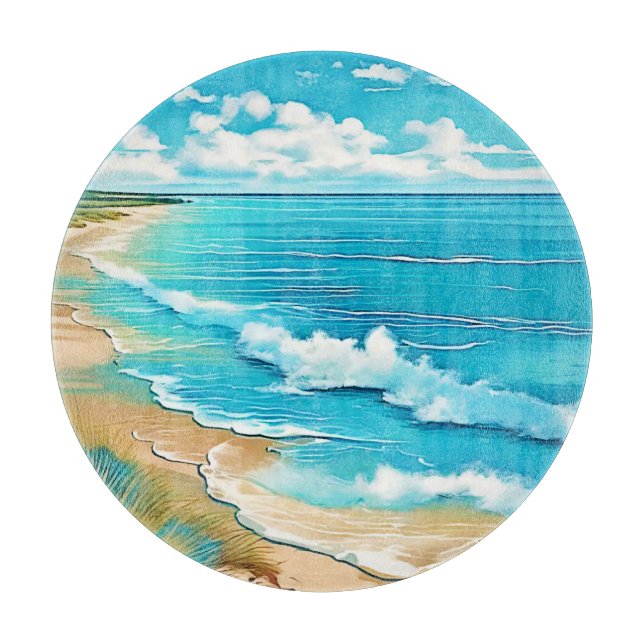 Azure Beach Calm Design Cutting Board (Front)
