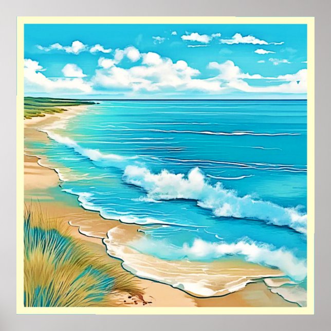 Azure Beach Calm Design Poster (Front)