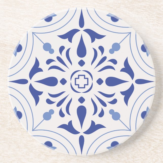 Azure Bloom Cross Coaster (Front)