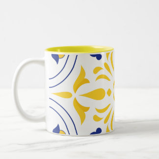Azure Bloom Cross Yellow tone Two-Tone Coffee Mug