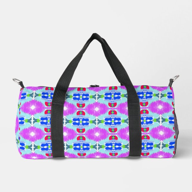 Azure Bloom Kaleidoscope Duffle Bag (Front)