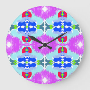 Azure Bloom Kaleidoscope Large Clock