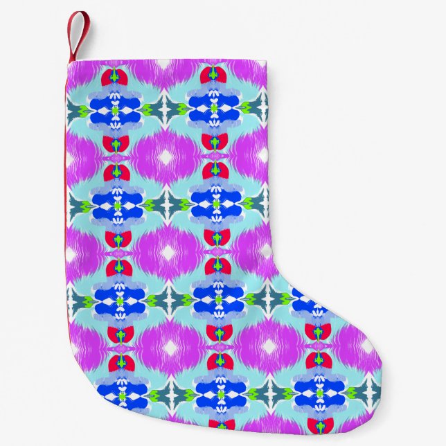 Azure Bloom Kaleidoscope Small Christmas Stocking (Front)