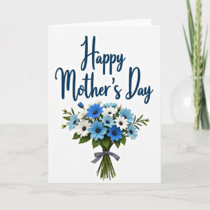 Azure Blooms Bouquet Card