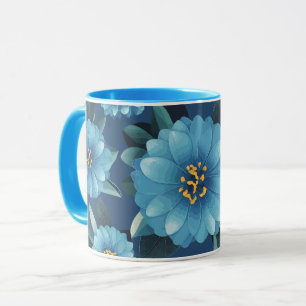 Azure Blooms: Vibrant Blue Floral Pattern Mug