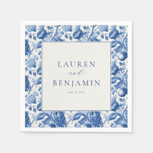Azure Blooms Wedding Napkin