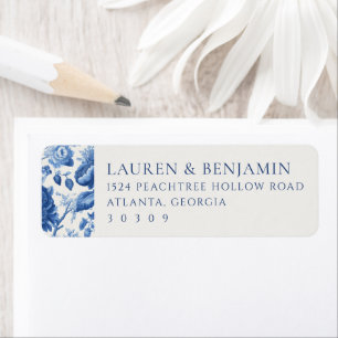 Azure Blooms Wedding Return Address Label