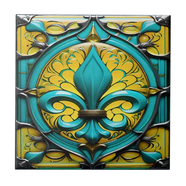 Azure Blossom Ceramic Tile (Front)