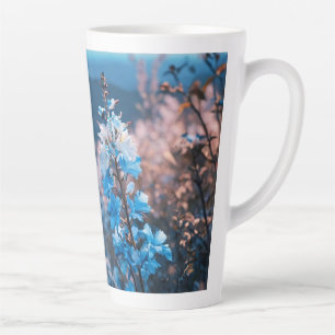 Azure Blossoms: A Serene Symphony in 8K Latte Mug